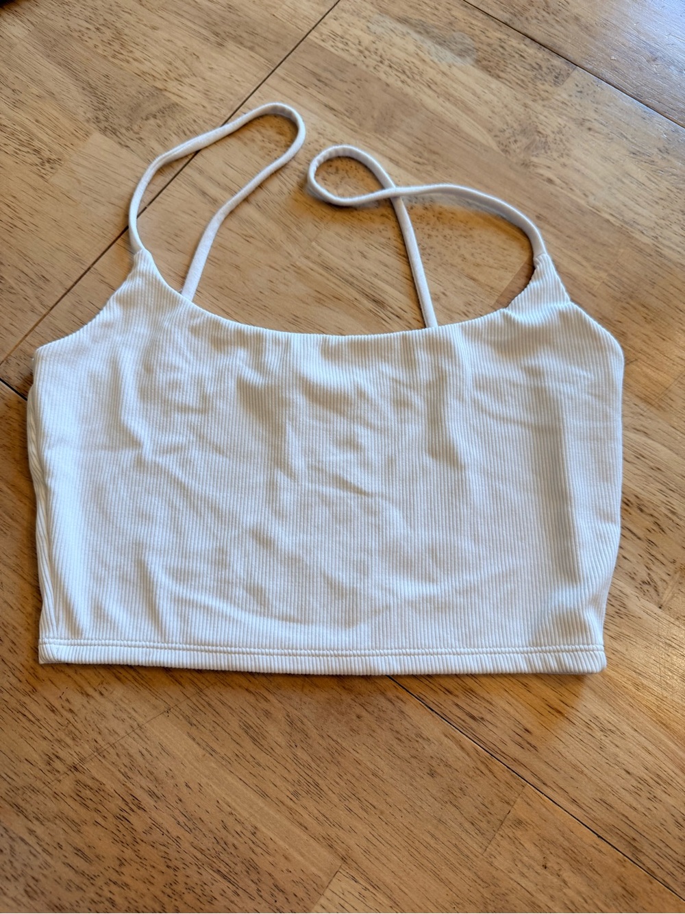 Zara White Ribbed Spaghetti-Strap Cropped Cami